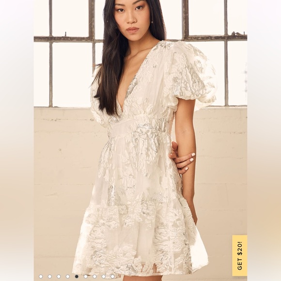 All I Ever Need White Floral Jacquard Mini Skater Dress - Picture 15 of 16